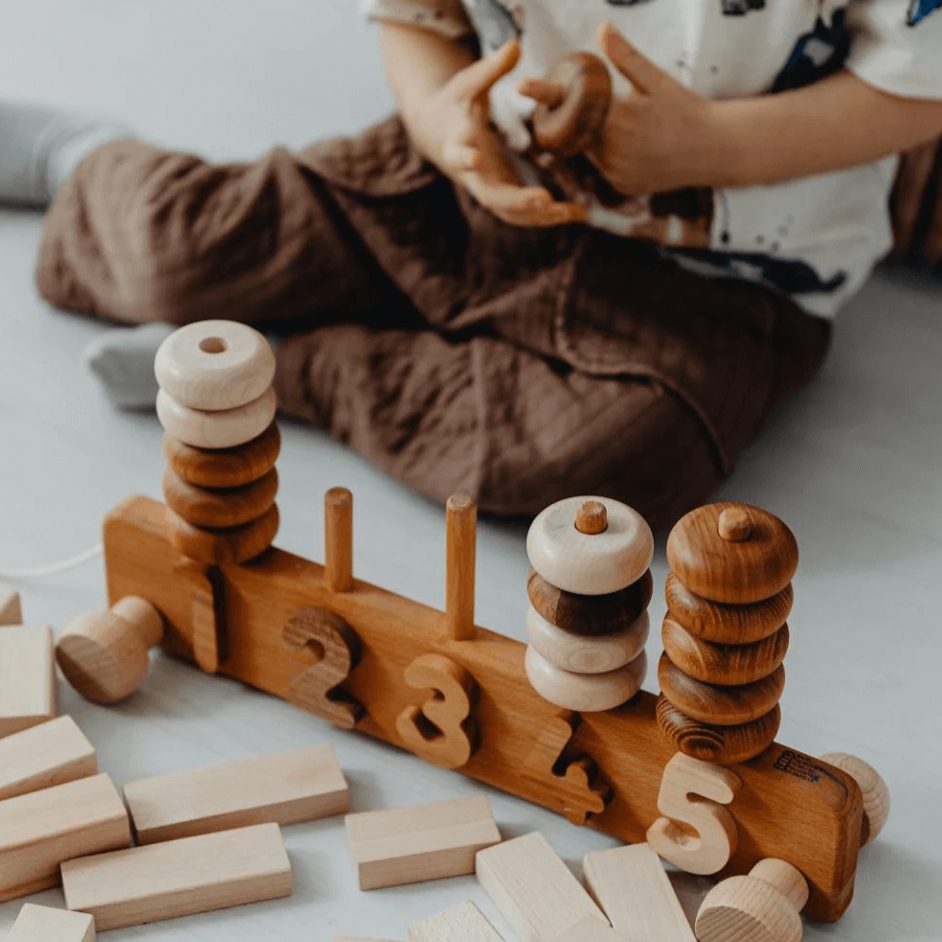 wooden number matching game